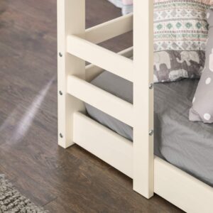 Walker Edison Alexander Classic Solid Wood Stackable Jr Twin over Twin Bunk Bed, Twin over Twin, White