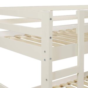 Walker Edison Alexander Classic Solid Wood Stackable Jr Twin over Twin Bunk Bed, Twin over Twin, White