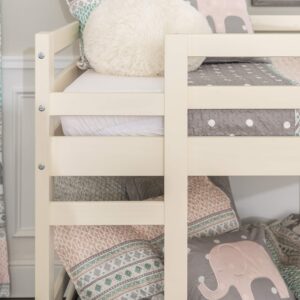 Walker Edison Alexander Classic Solid Wood Stackable Jr Twin over Twin Bunk Bed, Twin over Twin, White