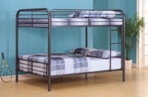 acme furniture bristol bunk bed with rail (set of 2), full, gunmetal