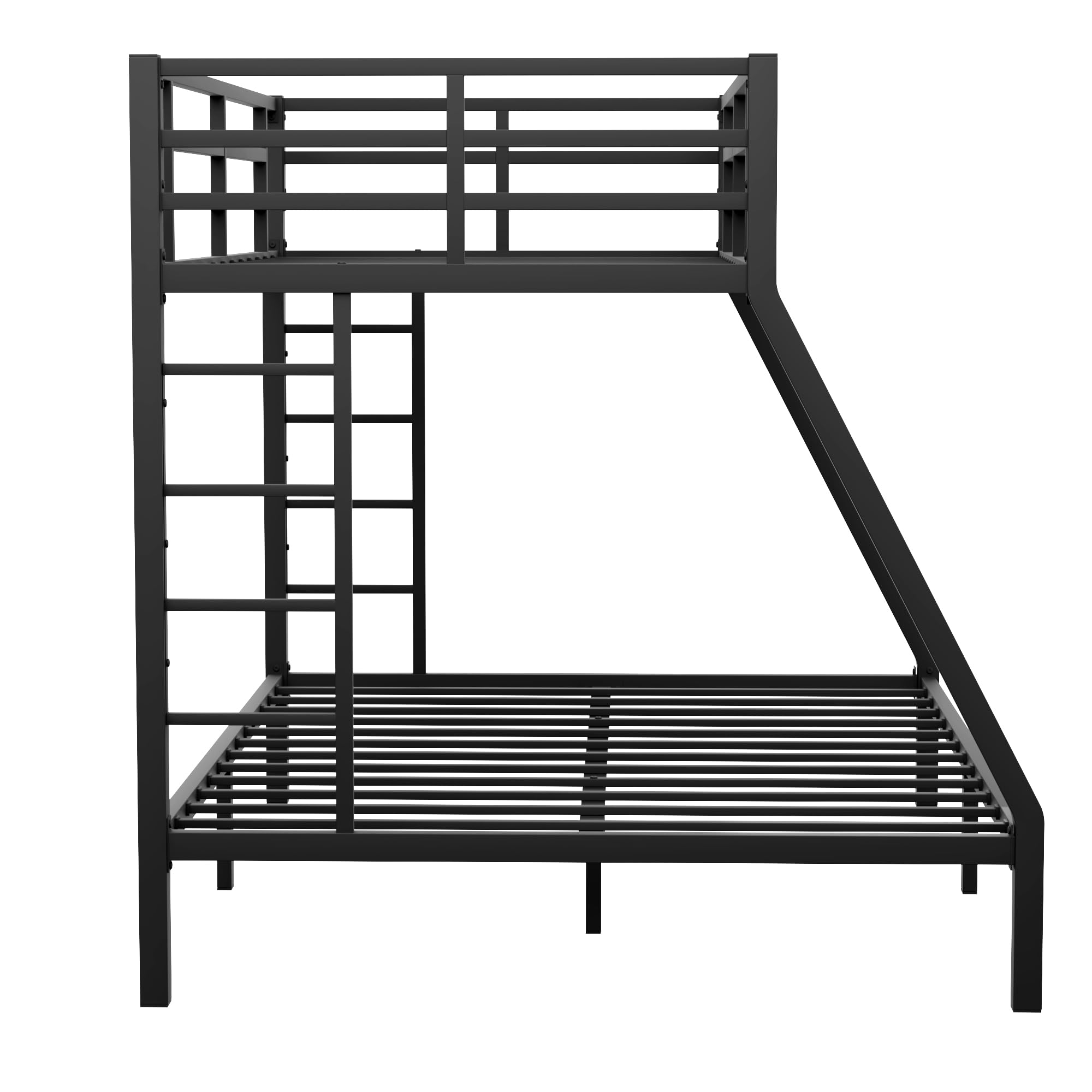 Twin XL Over Queen Bunk Bed for Boys/Girls/Teens/Adults, Heavy-Duty Metal Bunk Beds Frame with 2 Ladders & Full-Length Guardrail, Under Bed Storage Space, Noise Reduced, No Box Spring Needed