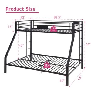 Acme Limbra Frame Twin over Queen Metal Bunk Bed with Ladder in Sandy Black