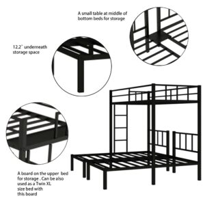 Bellemave Metal Triple Bunk Beds Frame, Twin Over Twin & Twin Bunk Bed with Guardrails, Can Be Separated into 3 Twin Beds for Kids, Teens, Adults, No Box Spring Needed (Black)