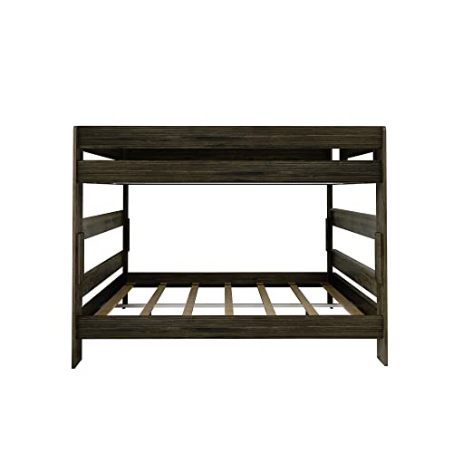 Max & Lily Bunk Bed, Queen-Over-Queen Bed Frame for Kids, Solid Wood Bunk Bed for Kids, No Box Spring Needed, Barnwood Brown