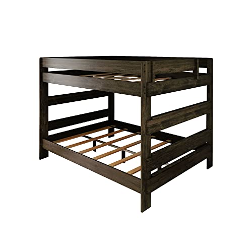 Max & Lily Bunk Bed, Queen-Over-Queen Bed Frame for Kids, Solid Wood Bunk Bed for Kids, No Box Spring Needed, Barnwood Brown