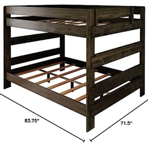 Max & Lily Bunk Bed, Queen-Over-Queen Bed Frame for Kids, Solid Wood Bunk Bed for Kids, No Box Spring Needed, Barnwood Brown