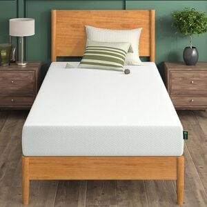 zinus 8 inch green tea memory foam mattress, twin, fiberglass free, patented custom contour support, sturdy base foam, certipur-us certified, mattress in a box, white