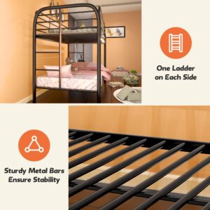 SUXXAN Twin-Over-Twin Bunk Bed with Safety Rail and Ladder,Sturdy Heavy Duty Metal Bunk Bed with Space-Saving Design,Teens & Adults/No Box Spring Needed