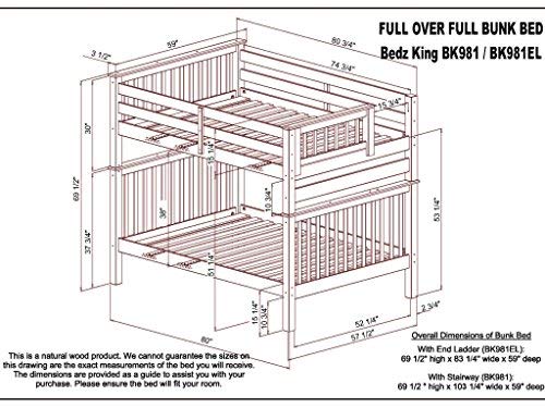 Bedz King Stairway Bunk Beds Full over Full with 4 Drawers in the Steps and a Twin Trundle, Gray