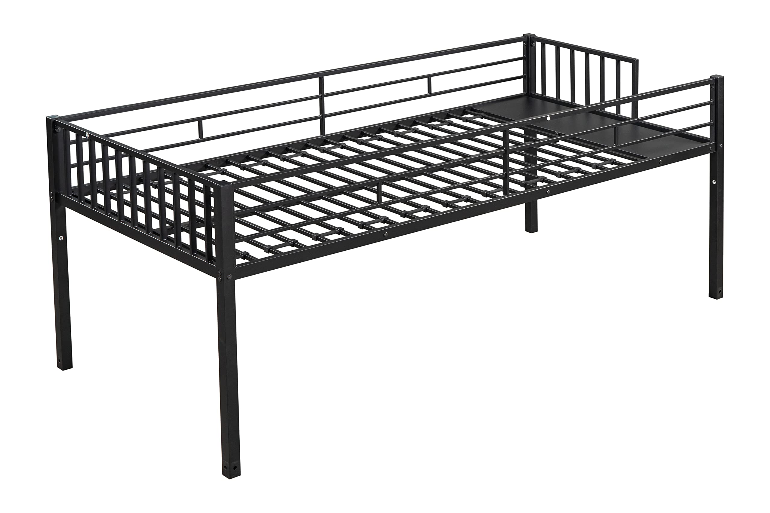 Metal Triple Bunk Bed for 3 People, Can Be Separated into 3 Twin Beds, Twin Over Twin & Twin Bunk Bed with Guardrails for Kids, Teens, Adults (Black)