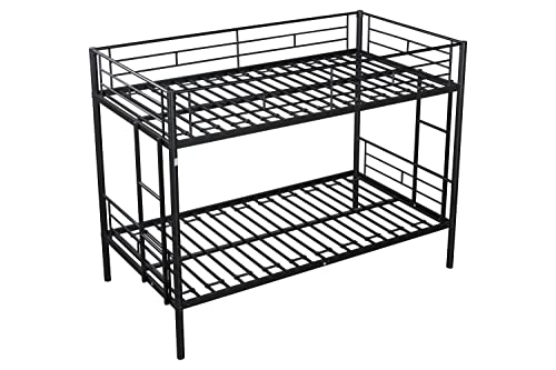 Merax Metal Twin Over Twin Bunk Bed with 2 Side Ladders,Made of Heavy Duty Steel, for Kids Teens Adults(Black)