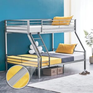 bonnlo bunk beds twin over full size with flat rung steps, heavy duty bunk beds for kids/teens/adults,13 inches reinforced guardrail, gray