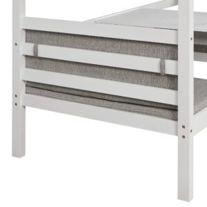 MERITLINE Wood Bunk Bed with 2 Drawers, Twin Loft Bed with Seat and Desk, Can be Turn into Upper Bed and Down Desk, Cushion Sets are Free for Kids, Teens, Girls, Boys, White