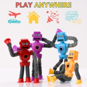 nutty toys Sensory Robot Toys 4pk - Top Pop Tubes Fidget Toy 2024 for ADHD Autism Ages 3 4 5 6 7 8 9 10, Best Kids Travel Toy Gifts Idea, Unique Christmas Tween, Toddler, Girl & Boy Stocking Stuffers