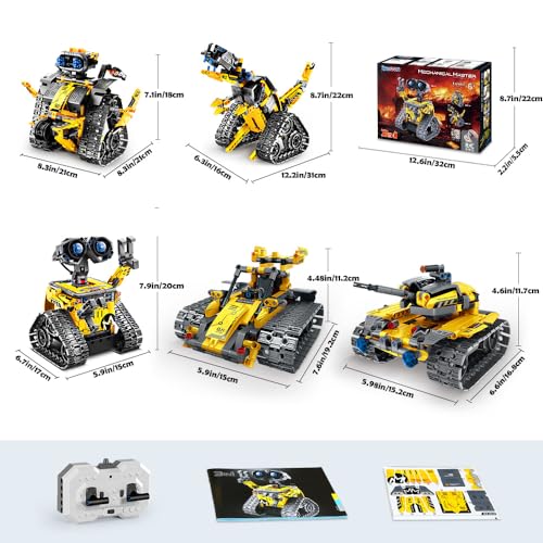 INSOON Robot Toys for Kids Building Set, 520 PCS App & Remote Control Robotics Kit 5-in-1 RC Wall Robot/Engineer Robot/Dinosaur Building STEM Toys Gift for Kids 6 7 8 9 10 11 12+ Years Old Boys Girls