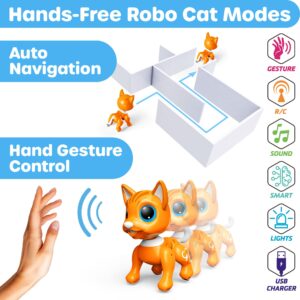 Power Your Fun Robo Pets Cat for Girls and Boys - Remote Control Robot Toy Interactive Hand Motion Gestures, Robot Toys Smart STEM Toy Programmable Treats Walking Dancing Robot Pet for Kids Robot Cat