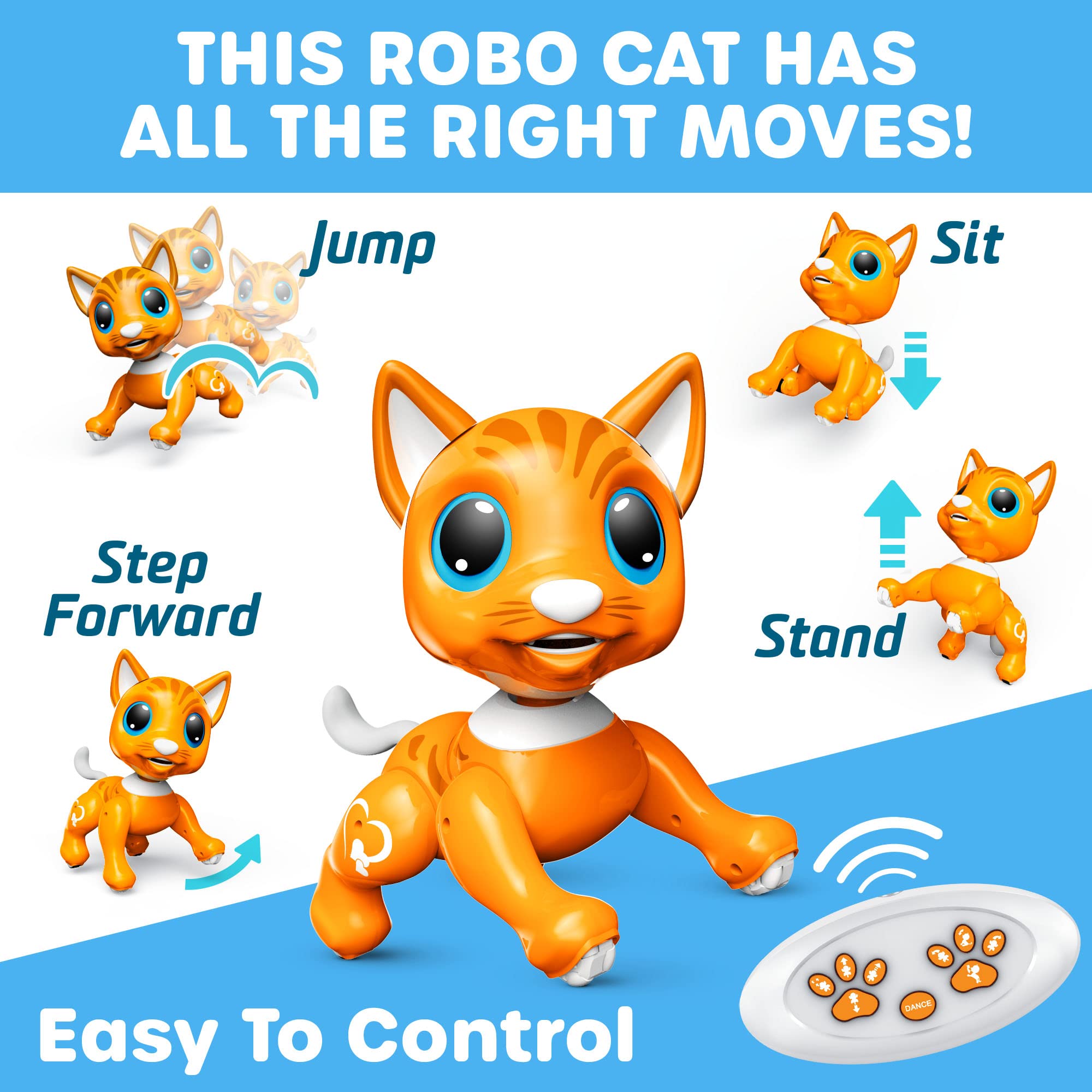 Power Your Fun Robo Pets Cat for Girls and Boys - Remote Control Robot Toy Interactive Hand Motion Gestures, Robot Toys Smart STEM Toy Programmable Treats Walking Dancing Robot Pet for Kids Robot Cat