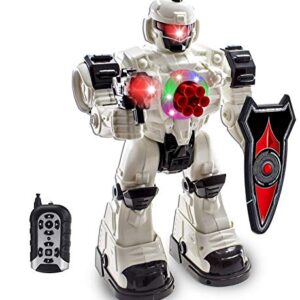 WolVolk 10 Channel Remote Control Robot Police Toy with Flashing Lights and Sounds, Great Action Toy for Boys