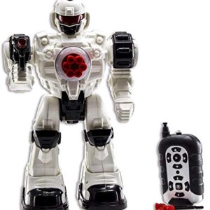 WolVolk 10 Channel Remote Control Robot Police Toy with Flashing Lights and Sounds, Great Action Toy for Boys