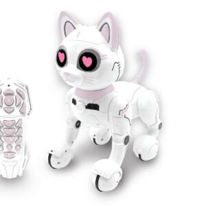 LEXiBOOK - Power Kitty® - Remote Control Robot Cat, Programmable Smart Robot, Light, Sound, White/Pink - KITTY01