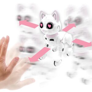 LEXiBOOK - Power Kitty® - Remote Control Robot Cat, Programmable Smart Robot, Light, Sound, White/Pink - KITTY01