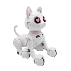 LEXiBOOK - Power Kitty® - Remote Control Robot Cat, Programmable Smart Robot, Light, Sound, White/Pink - KITTY01