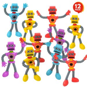 artcreativity bendable robot figures, set of 12 flexible men, birthday party favors for boys and girls, stress relief fidget toys for kids and adults, goody bag stuffers, piñata fillers