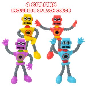 ArtCreativity Bendable Robot Figures, Set of 12 Flexible Men, Birthday Party Favors for Boys and Girls, Stress Relief Fidget Toys for Kids and Adults, Goody Bag Stuffers, Piñata Fillers