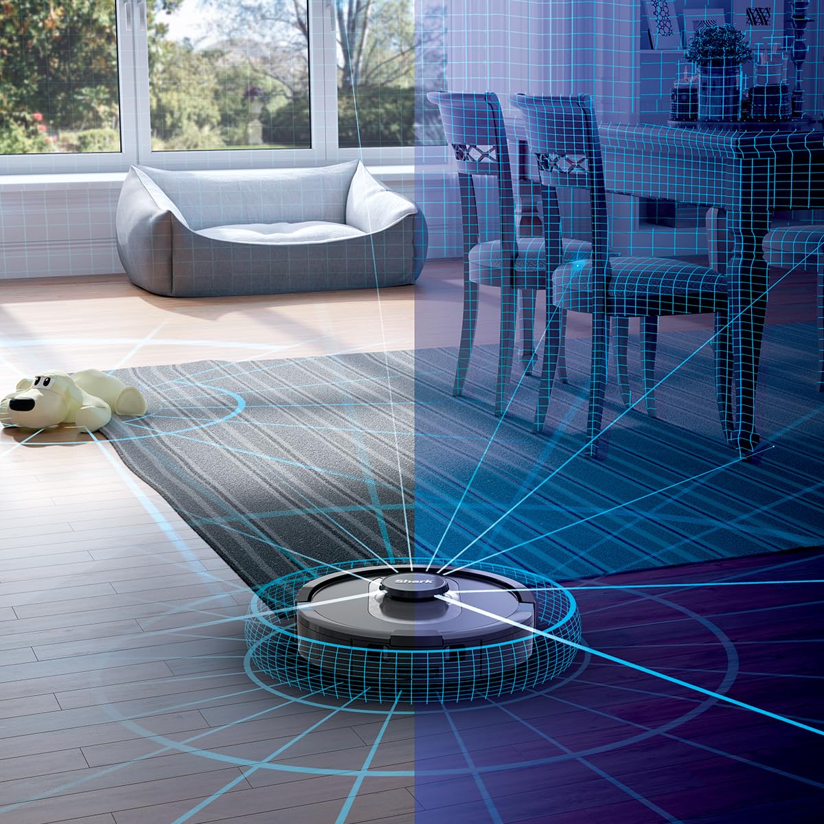 Shark UR2500SR AI Ultra Robot Vacuum, with Ultra Clean, Home Mapping, 30-Day Capacity Bagless Self Empty Base, Perfect for Pet Hair, WiFi, Compatible with Alexa, Black/Silver (Renewed)