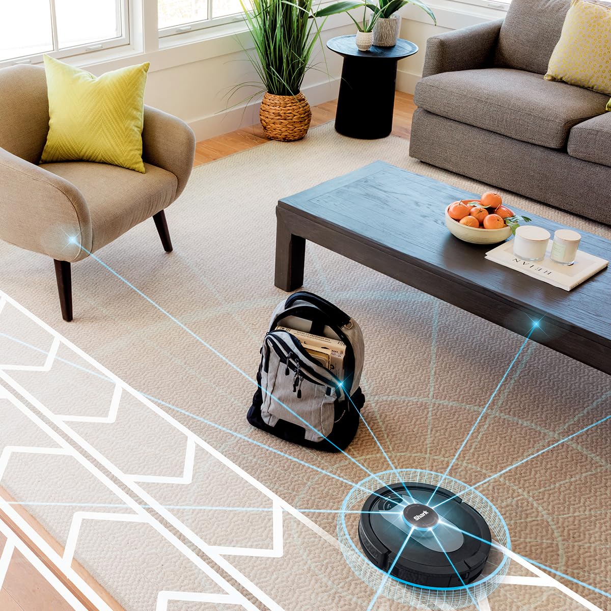 Shark UR2500SR AI Ultra Robot Vacuum, with Ultra Clean, Home Mapping, 30-Day Capacity Bagless Self Empty Base, Perfect for Pet Hair, WiFi, Compatible with Alexa, Black/Silver (Renewed)