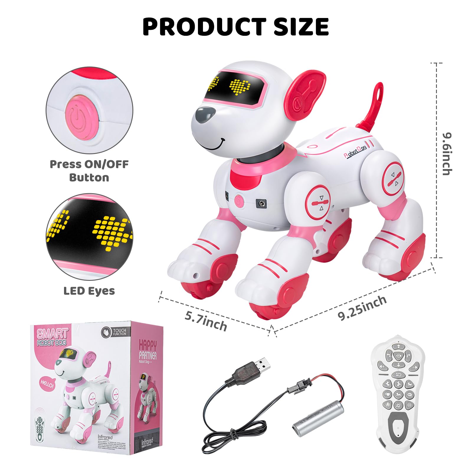 Zreswap Remote Control Robot Dog Toy: Programmable Robotic Puppy for Kids Smart Interactive Robot Pet Dog Dancing Singing Stunt Animal Toy for Toddler Toys 3-8 Year Gift