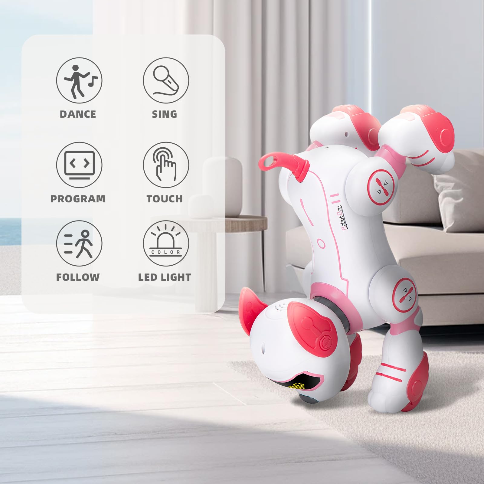 Zreswap Remote Control Robot Dog Toy: Programmable Robotic Puppy for Kids Smart Interactive Robot Pet Dog Dancing Singing Stunt Animal Toy for Toddler Toys 3-8 Year Gift