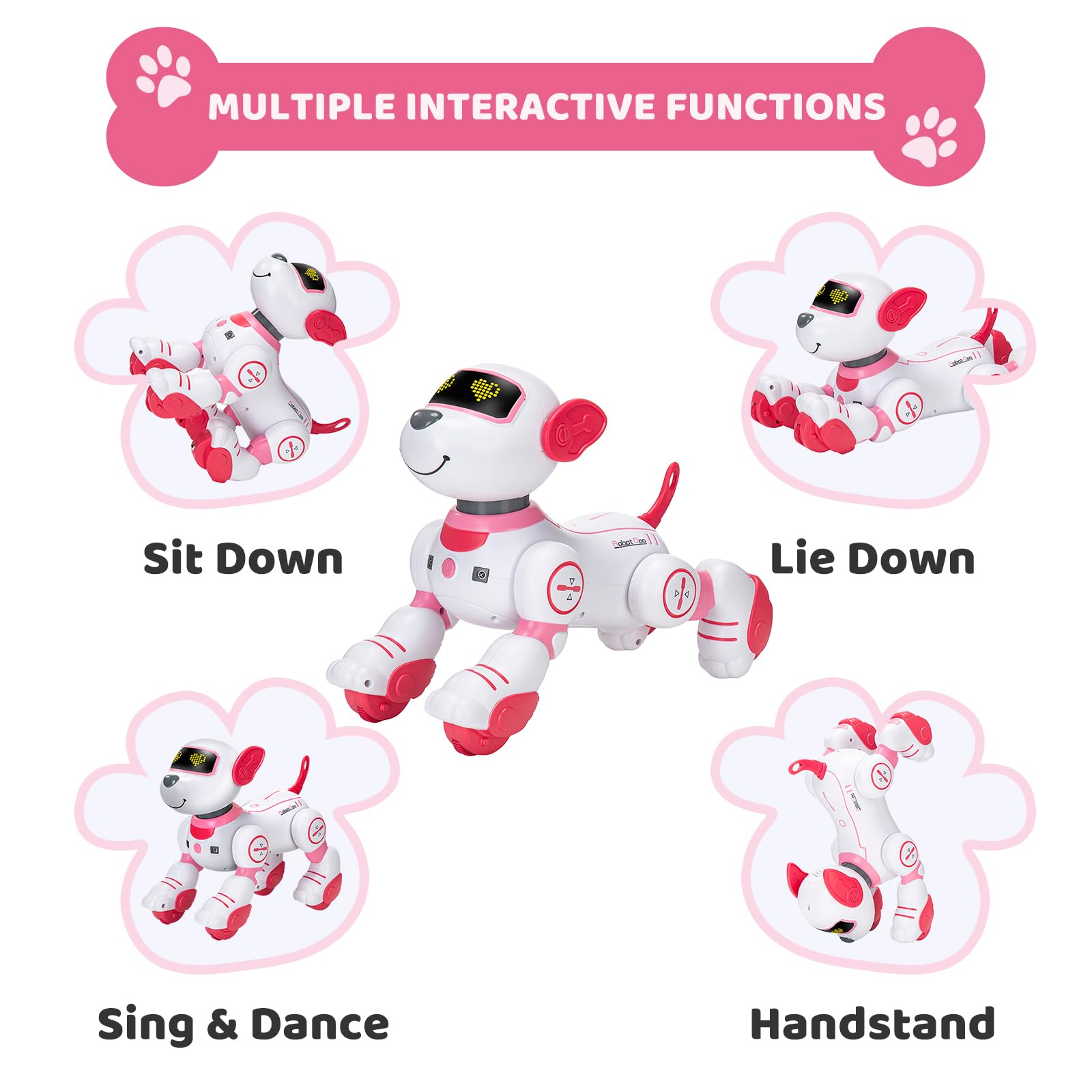 Zreswap Remote Control Robot Dog Toy: Programmable Robotic Puppy for Kids Smart Interactive Robot Pet Dog Dancing Singing Stunt Animal Toy for Toddler Toys 3-8 Year Gift