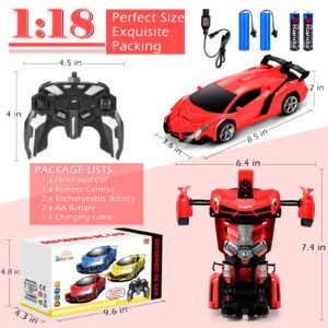 Dolanus Remote Control Car - Transform Robot RC Cars Contains All Batteries: One-Button Deformation and 360 Degree Rotating Drifting, Present Christmas Birthday Gift for Boys/Girls