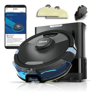 shark matrix plus 2in1 robot vacuum & mop with sonic mopping, matrix clean, home mapping, hepa bagless self empty base, cleanedge, for pet hair, wifi, black/silver (rv2610wa)