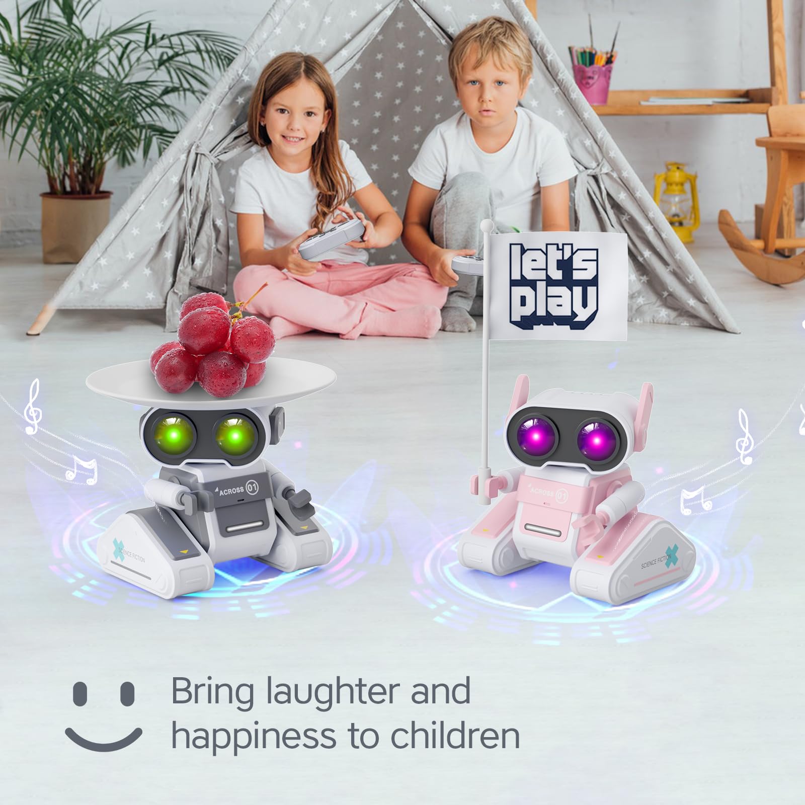 DoDoMagxanadu Robot Toys, Remote Control Robot Toy for Girls, RC Robots with LED Eyes and Music, Gifts for 3 4 5 6 7 8 9 Years Old Kids Boys and Girls (Pink)