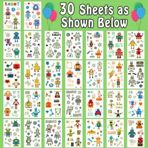 Partywind 315 Styles (30 Sheets) Glow Robot Party Favors, Luminous Robots Temporary Tattoos for Boys Party Supplies Birthday, Goodie Bag Stuffers for Children