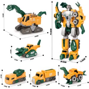 Dreamon Transforming Robot Toys Set for Boys,5-in-1 Magnetic Construction Vehicles for Kids Ages 4-7,5 Pcs STEM Building Toys for Kid