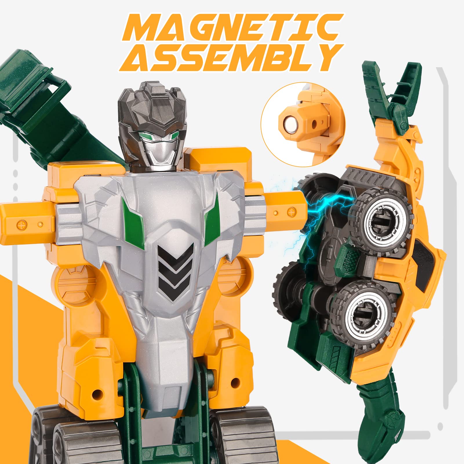 Dreamon Transforming Robot Toys Set for Boys,5-in-1 Magnetic Construction Vehicles for Kids Ages 4-7,5 Pcs STEM Building Toys for Kid