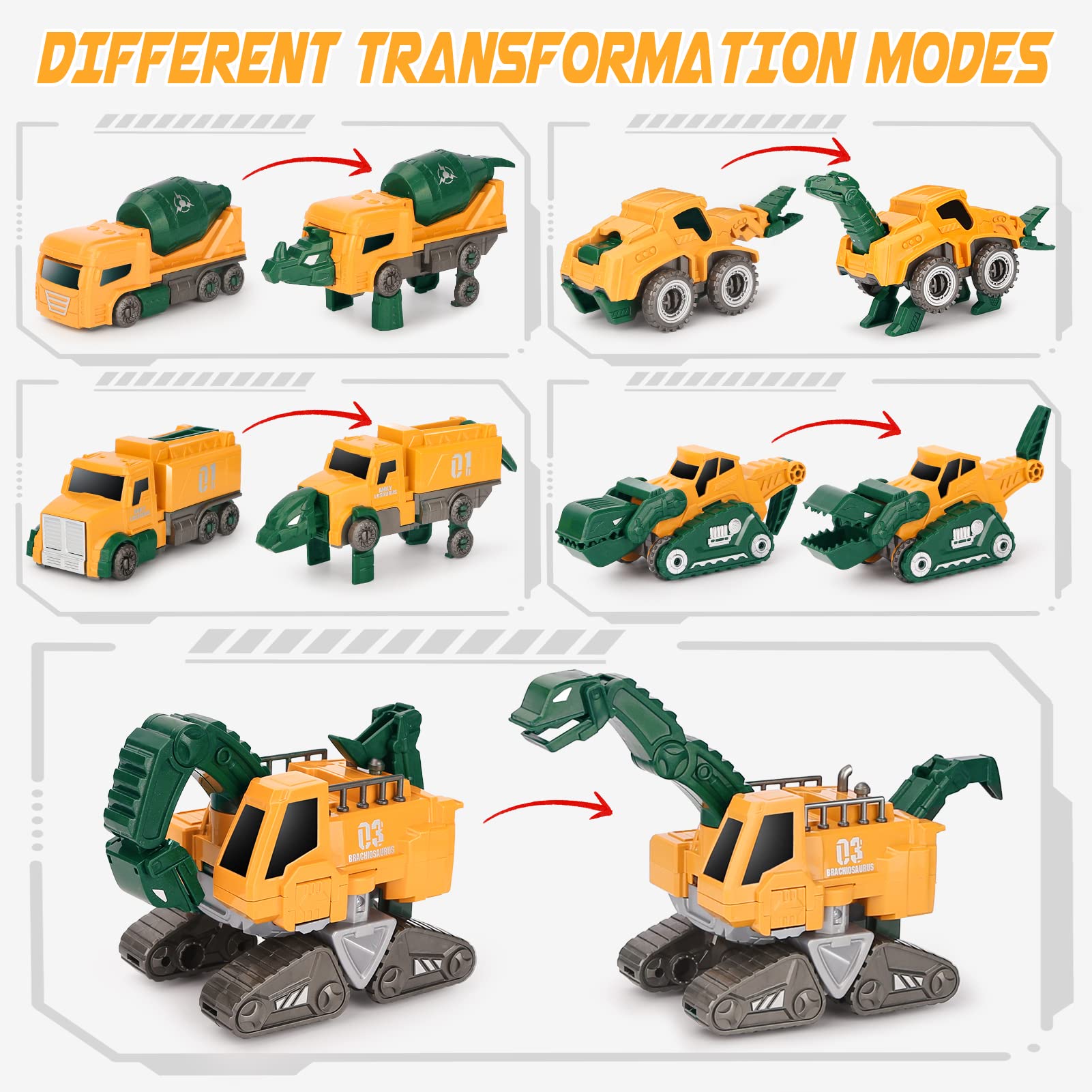 Dreamon Transforming Robot Toys Set for Boys,5-in-1 Magnetic Construction Vehicles for Kids Ages 4-7,5 Pcs STEM Building Toys for Kid