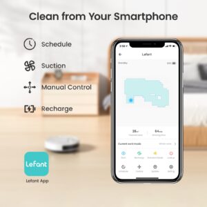 Lefant Robot Vacuums, 2200Pa Strong Suction, 120 Mins Runtime, Automatic Self-Charging, Slim, Quiet, Wi-Fi/App/Alexa/Remote Control, Ideal for Pet Hair Hard Floor and Daily Cleaning, M210 Pro