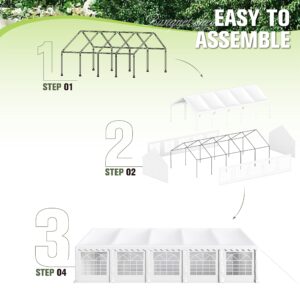 MFSTUDIO 16'x32' Party Tent, Outdoor Heavy Duty Party Tents with Removable Sidewalls, Large Canopy Tent Shelter for Outdoor Events Wedding Birthday, White