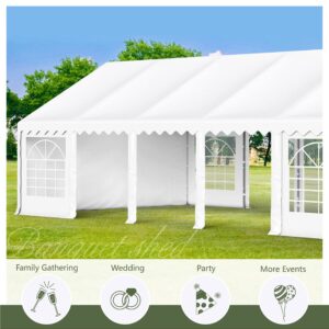 MFSTUDIO 16'x32' Party Tent, Outdoor Heavy Duty Party Tents with Removable Sidewalls, Large Canopy Tent Shelter for Outdoor Events Wedding Birthday, White