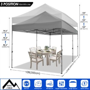 COBIZI 10x20 Heavy Duty Pop up Canopy Tent with 6 sidewalls Easy Up Commercial Outdoor Canopy Wedding Party Tents for Parties All Season Wind & Waterproof Gazebo with Roller Bag,Grey(Frame Thickened)