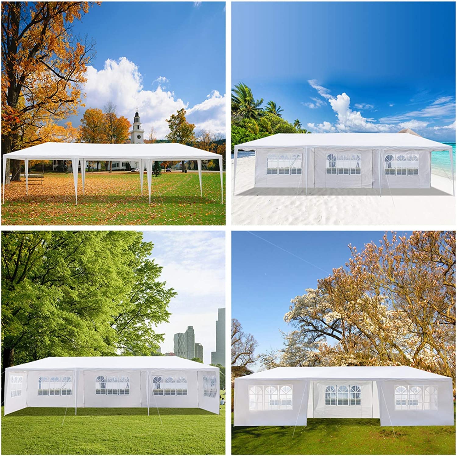 Fujampe 10x30 Canopy Tent with Walls Outdoor Party Tent UV Protection Waterproof Patio Canopy Shelter Gazebo White Wedding Tents for Party (10 x 30ft with 8 Removable Sidewalls)