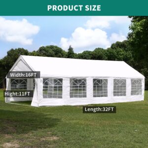 YITAHOME 16x32 ft Party Tent Heavy Duty Wedding Event Shelters Outdoor Upgraded Galvanized Canopy with Large White Roof, Removable Sidewalls & 3 Storage Bags