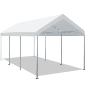 ADVANCE OUTDOOR Adjustable 10x20 ft Heavy Duty Carport Car Canopy Garage Boat Shelter Party Tent, Adjustable Peak Height from 9.5ft to 11ft, White