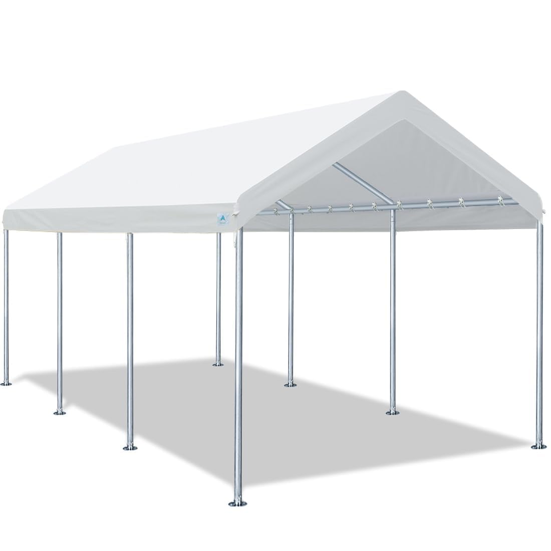 ADVANCE OUTDOOR Adjustable 10x20 ft Heavy Duty Carport Car Canopy Garage Boat Shelter Party Tent, Adjustable Peak Height from 9.5ft to 11ft, White