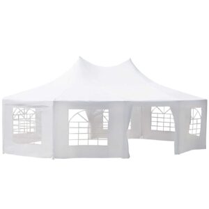 outsunny 29 x 21 ft party tent, wedding tent with sidewalls, heavy duty event tent with 2 doors and 8 windows, outdoor gazebo tent for party, white