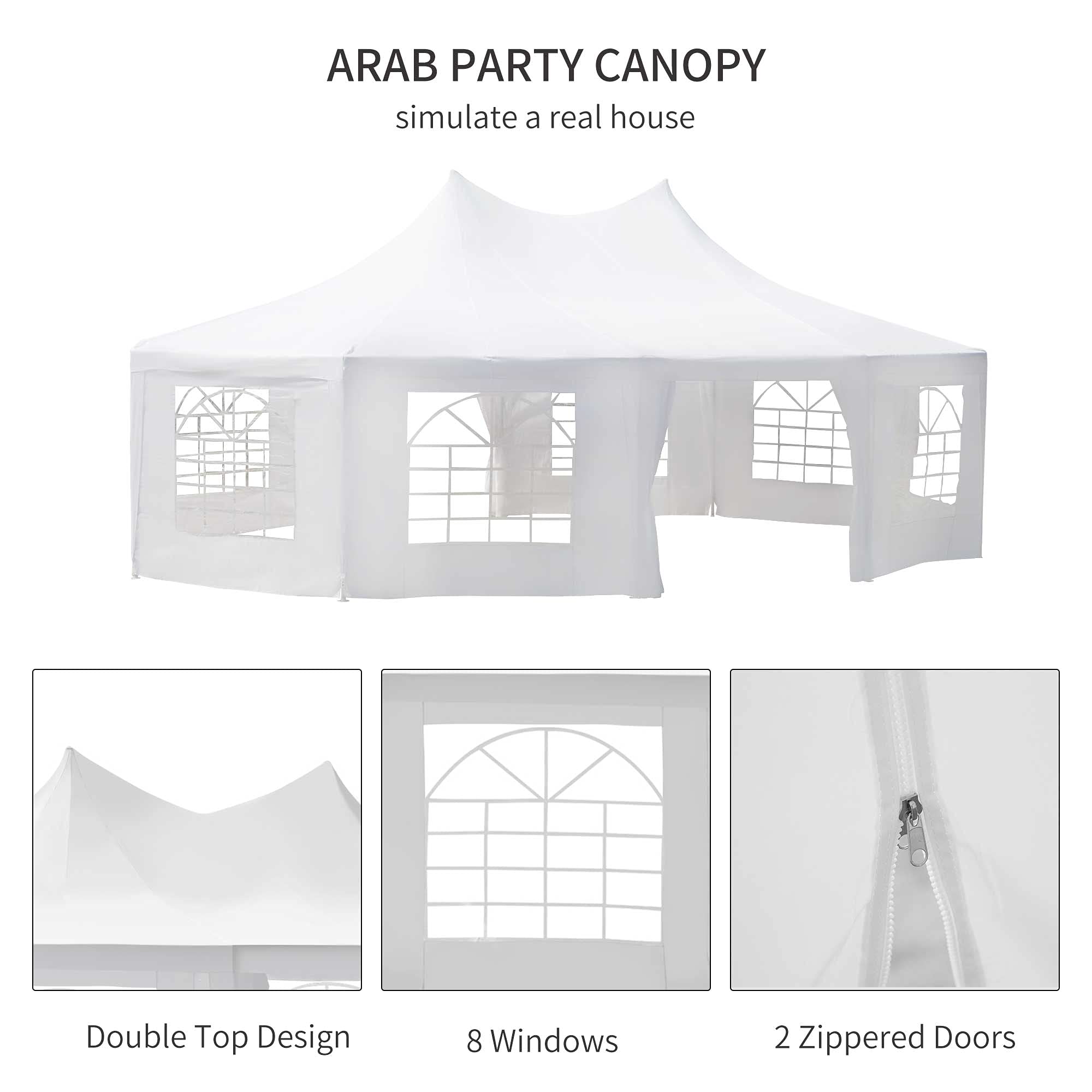 Outsunny 29 x 21 ft Party Tent, Wedding Tent with Sidewalls, Heavy Duty Event Tent with 2 Doors and 8 Windows, Outdoor Gazebo Tent for Party, White